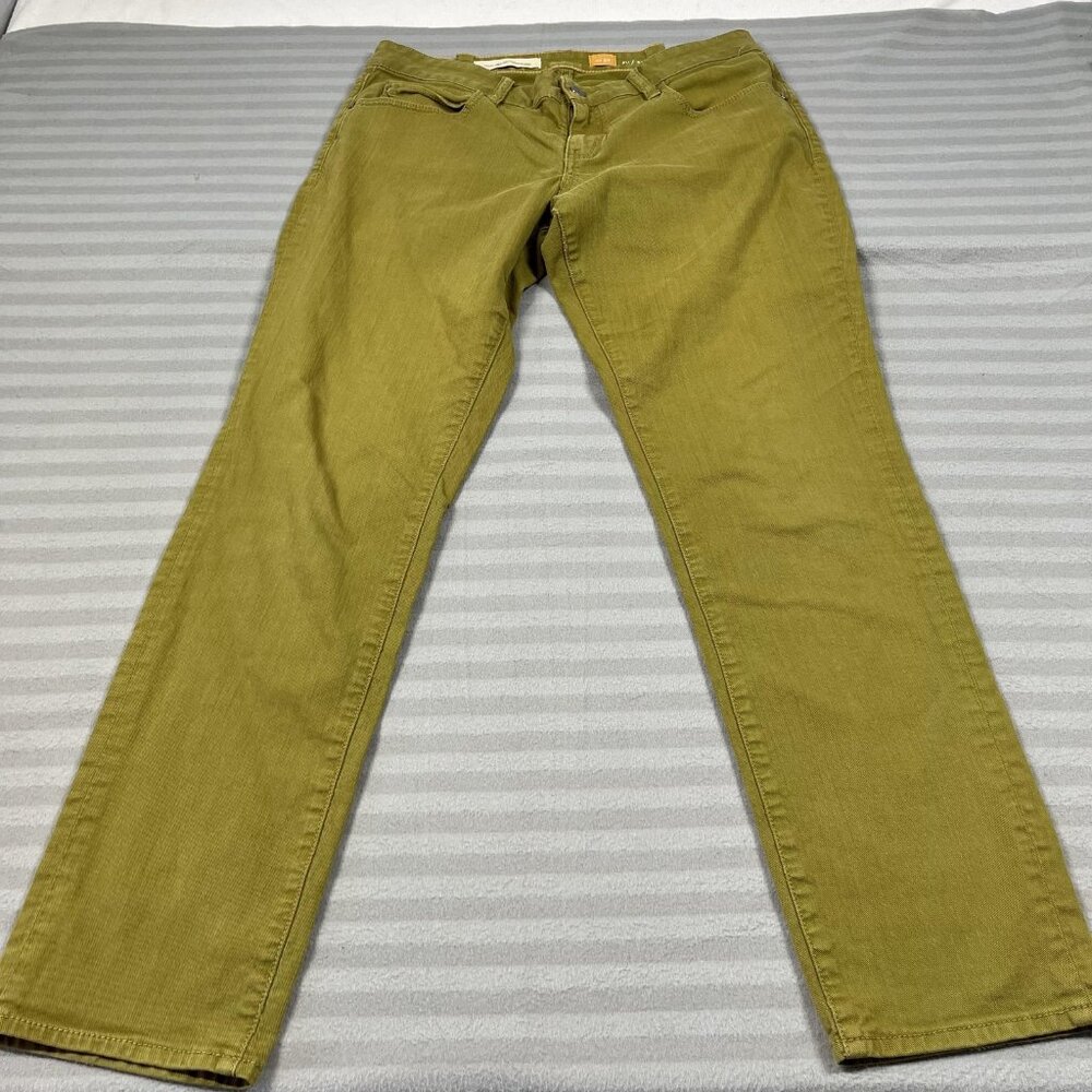 Pilcro and the Letterpress Jeans Womens 32 Olive Green Stet Straight Stretch